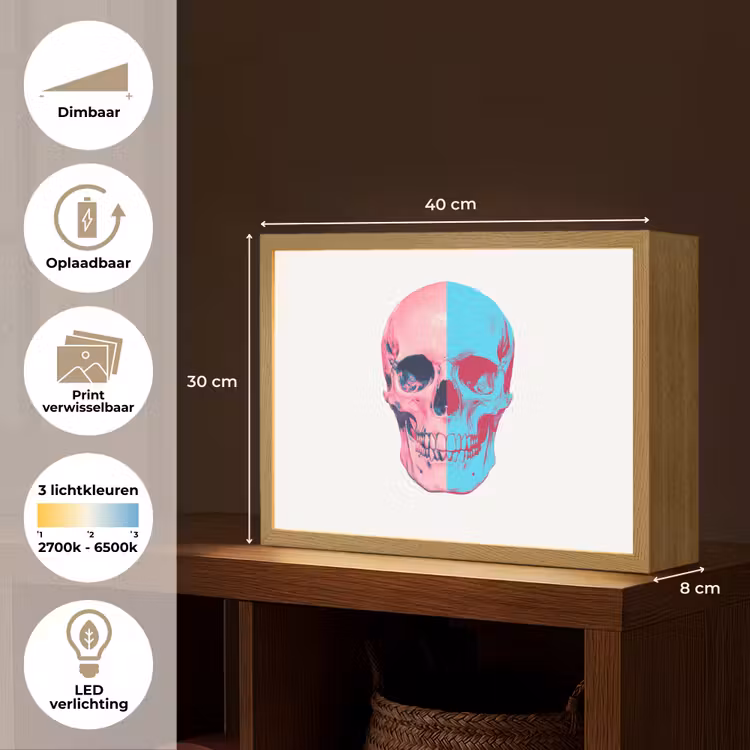 Lightbox - Wandlamp - Schedel - Grafisch - Roze - Verdeeld — 10