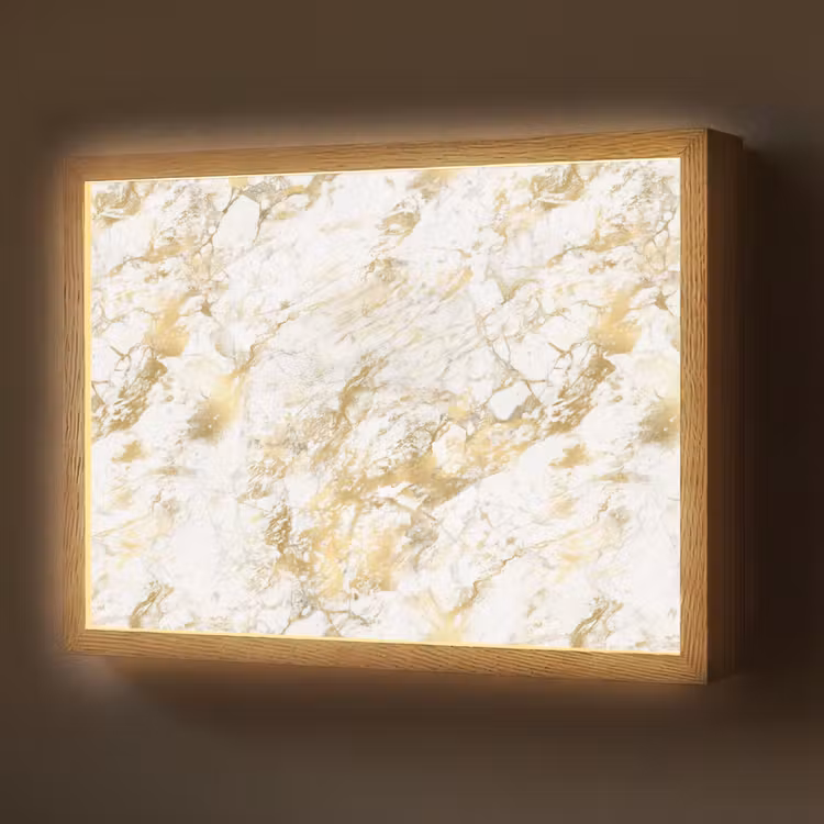 Lightbox - Wandlamp - Marmer - Goud - Structuur — 1