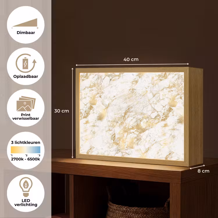 Lightbox - Wandlamp - Marmer - Goud - Structuur — 10