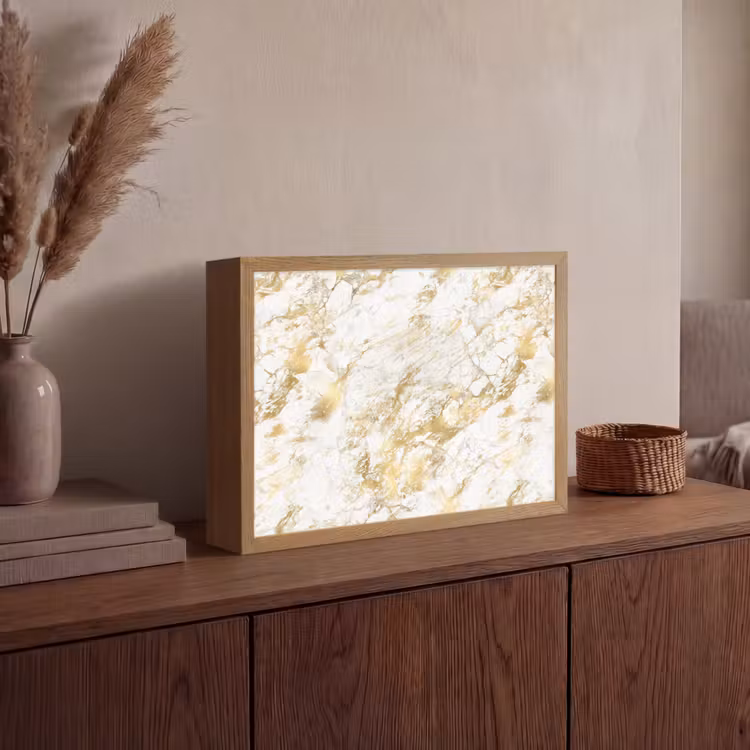 Lightbox - Wandlamp - Marmer - Goud - Structuur — 4