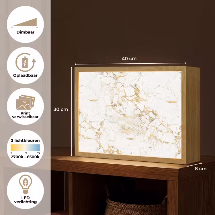 Lightbox - Wandlamp - Wit - Marmer - Luxe - Goud — 10