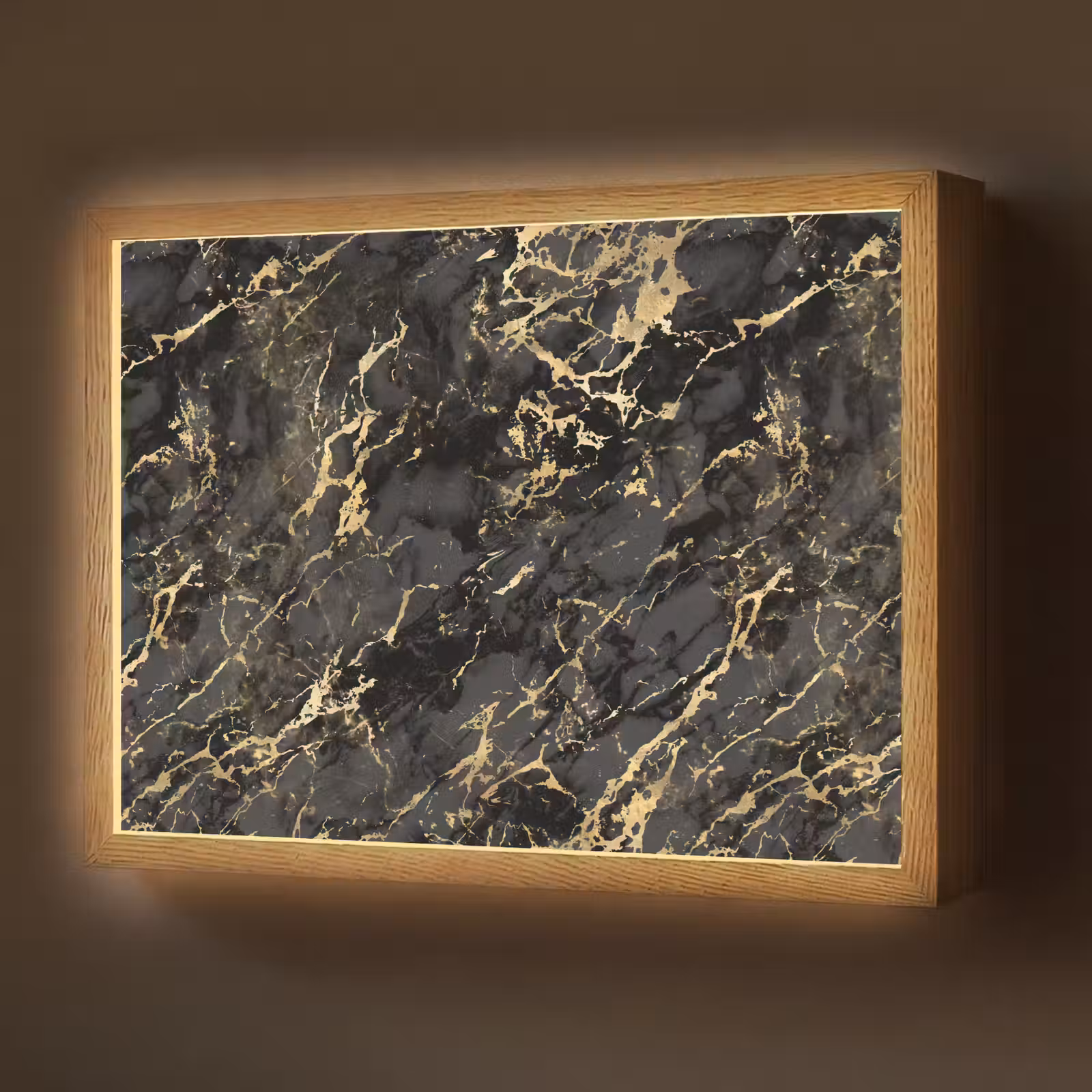 Lightbox - Wandlamp - Marmer - Zwart - Goudstructuur — 1