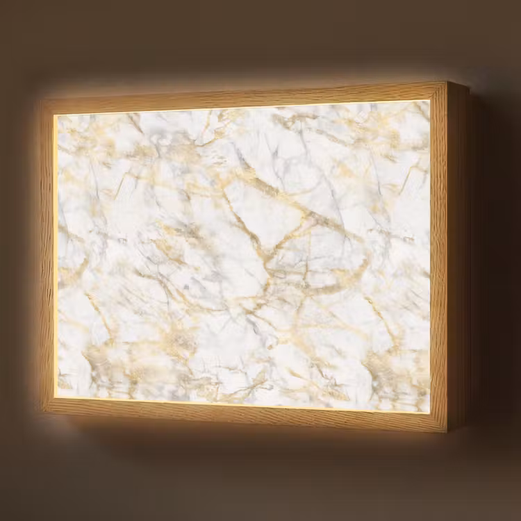 Lightbox - Wandlamp - Marmer - Wit - Expressief - Goudaccenten — 1