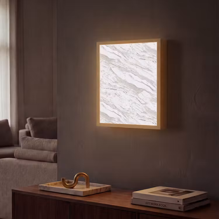 Lightbox - Wandlamp - Marmer - Wit - Grijsgroen — 2