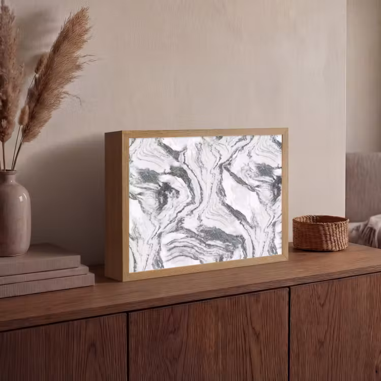 Lightbox - Wandlamp - Wit - Marmer - Golvend - Grafiet — 4