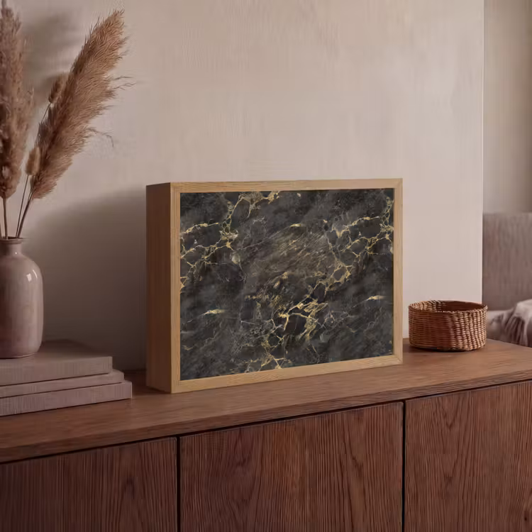 Lightbox - Wandlamp - Zwart - Marmer - Goud - Nerf — 4