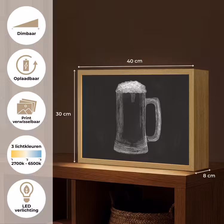 Lightbox - Wandlamp - Bierpul - Schuim - Krijttekening — 10
