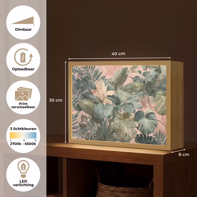 Lightbox - Wandlamp - Compositie van bladeren - Groen - Roze — 10