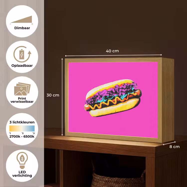 Lightbox - Wandlamp - Hotdog - Roze - Retro — 10