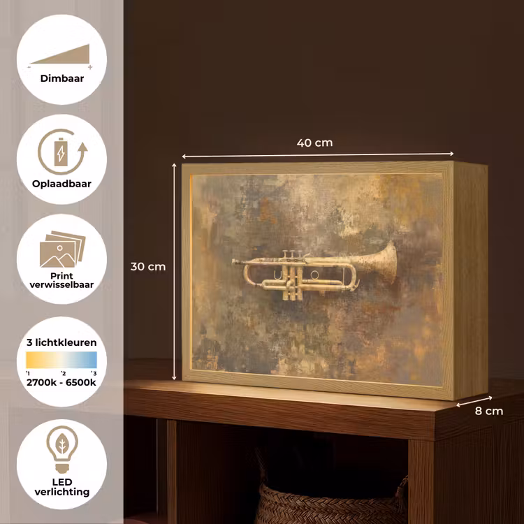 Lightbox - Wandlamp - Trompet - Geel - Muzikaal — 10