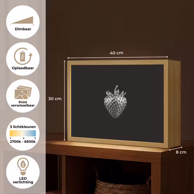 Lightbox - Wandlamp - Aardbei - Zaadstructuur - Realistisch — 10