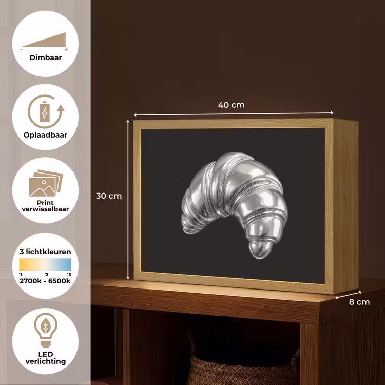 Lightbox - Wandlamp - Croissant - Metaal - Zilver — 10
