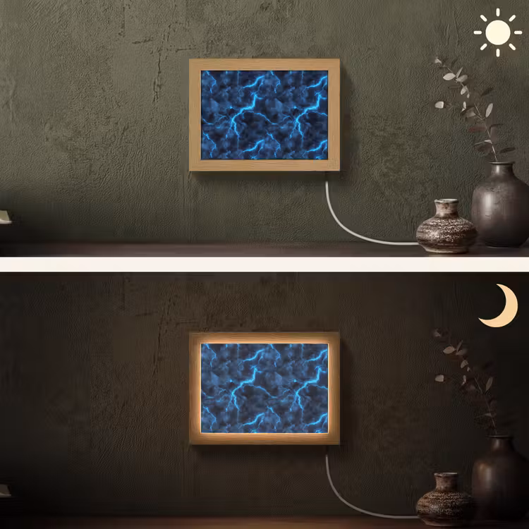 Lightbox - Wandlamp - Donker - Blauw - Bliksem — 3