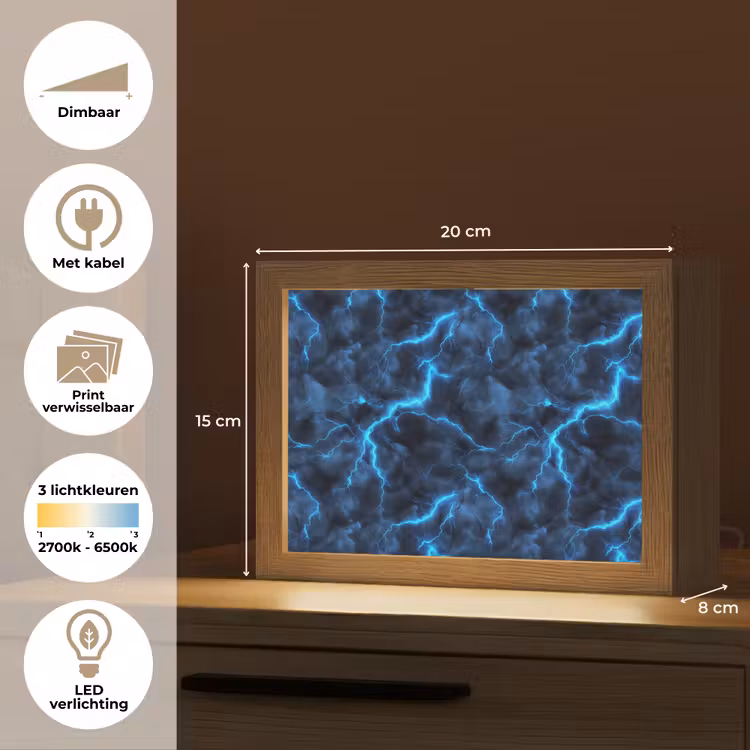 Lightbox - Wandlamp - Donker - Blauw - Bliksem — 9