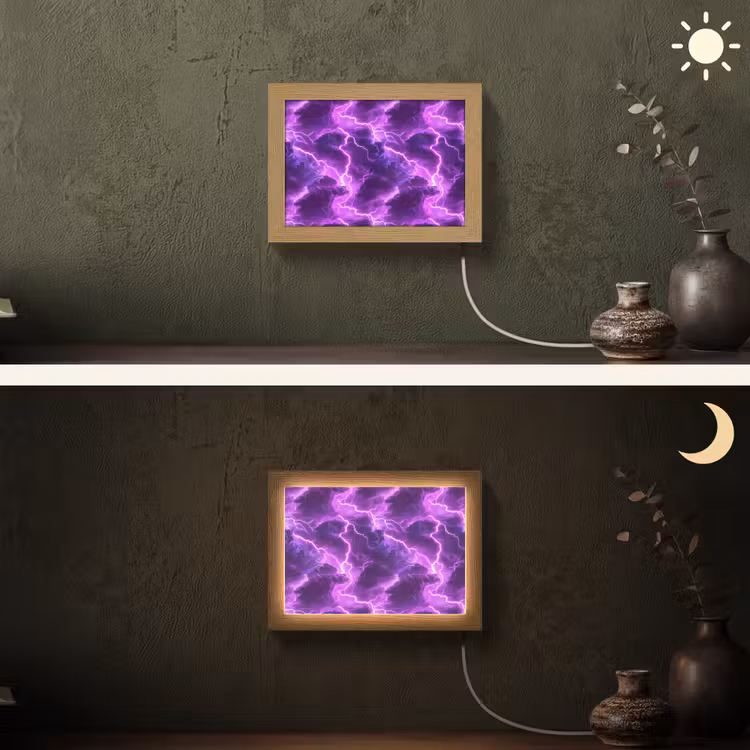 Lightbox - Wandlamp - Paars - Bliksem - Wolken — 3