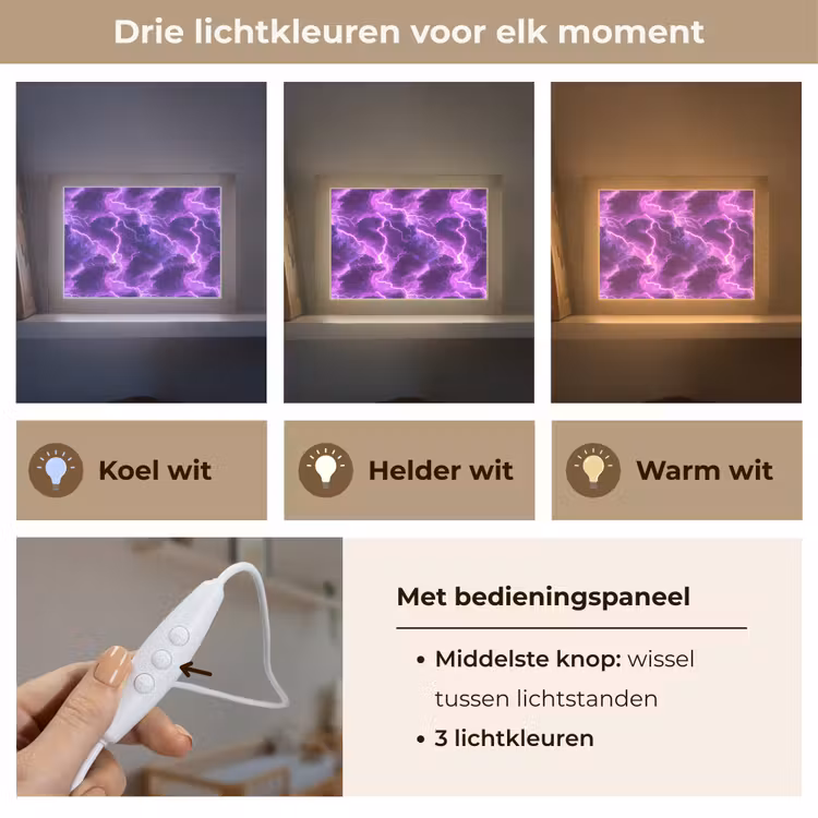 Lightbox - Wandlamp - Paars - Bliksem - Wolken — 7