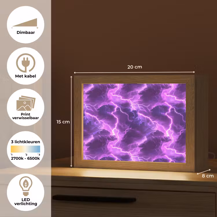 Lightbox - Wandlamp - Paars - Bliksem - Wolken — 9