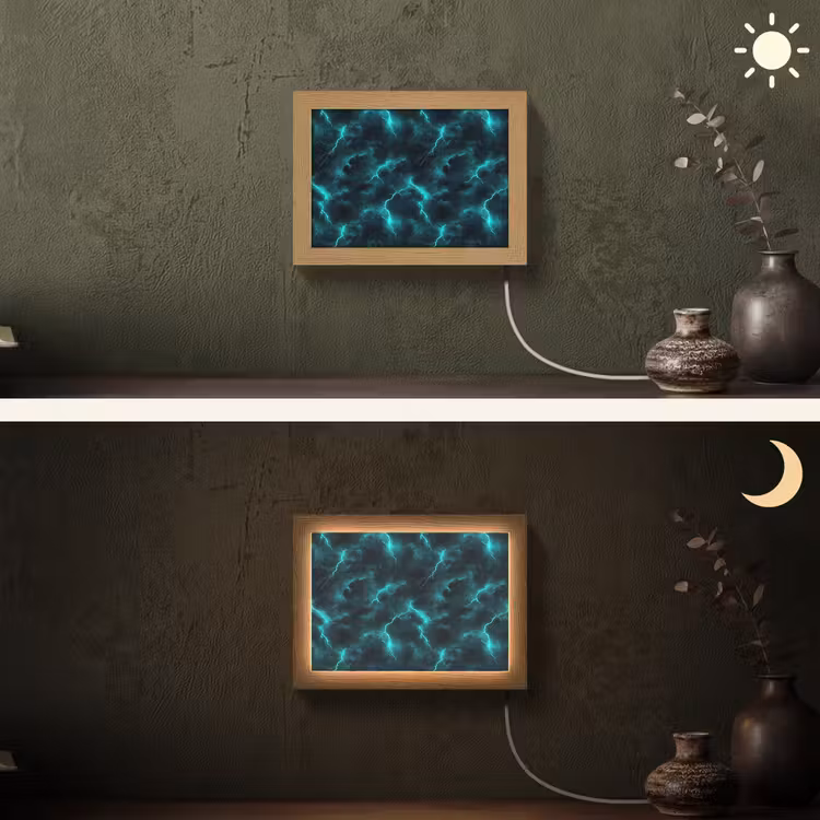 Lightbox - Wandlamp - Turquoise - Bliksem - Wolken — 3