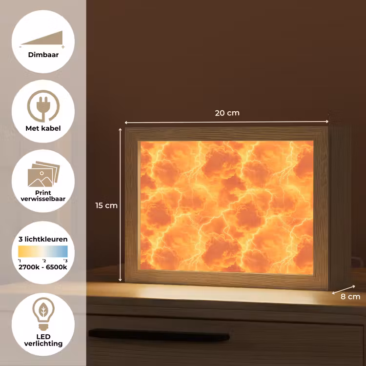 Lightbox - Wandlamp - Bliksem - Storm - Oranje — 9