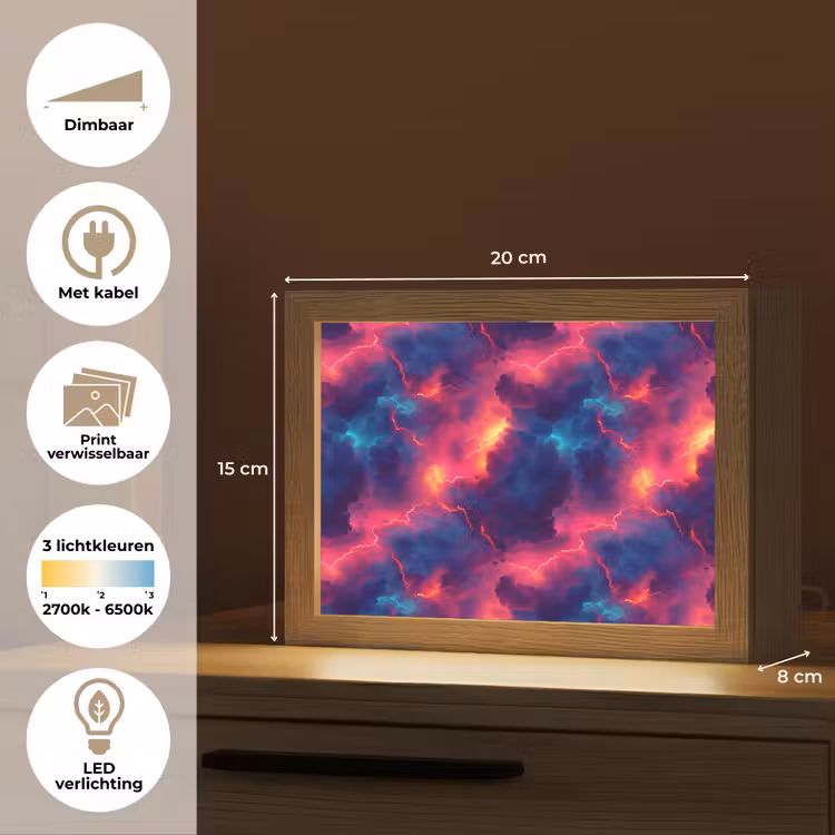 Lightbox - Wandlamp - Bliksem - Wolken - Kleurenrijk — 9