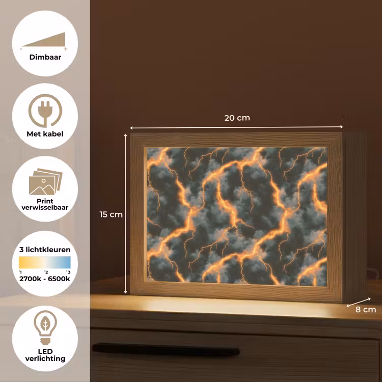 Lightbox - Wandlamp - Oranje - Bliksem - Wolken — 9