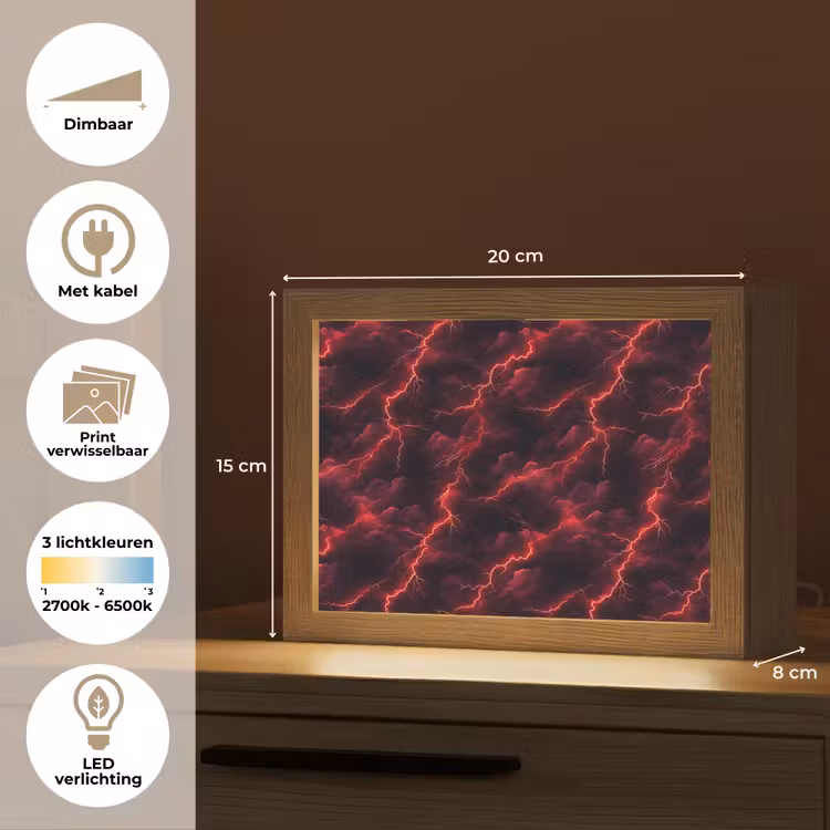 Lightbox - Wandlamp - Rood - Onweer - Bliksem - Wolken — 9