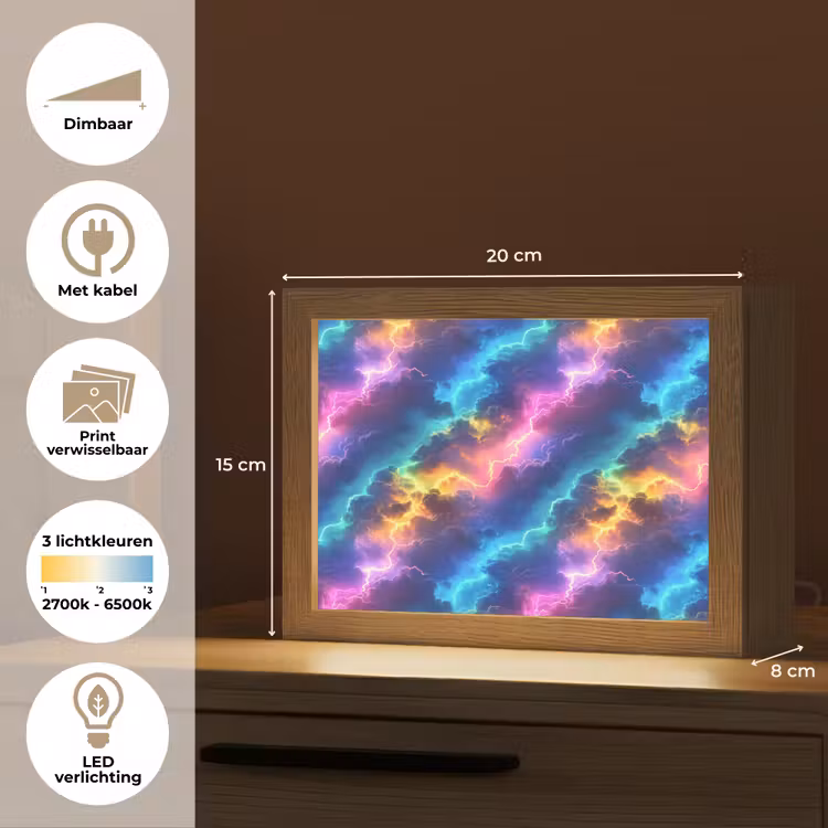 Lightbox - Wandlamp - Storm - Bliksem - Regenboog — 9