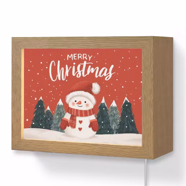 Lightbox - Wandlamp - Kerstgroet - Sneeuw - Rood — 1