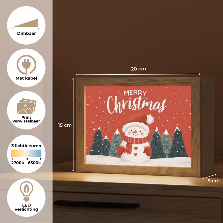Lightbox - Wandlamp - Kerstgroet - Sneeuw - Rood — 9