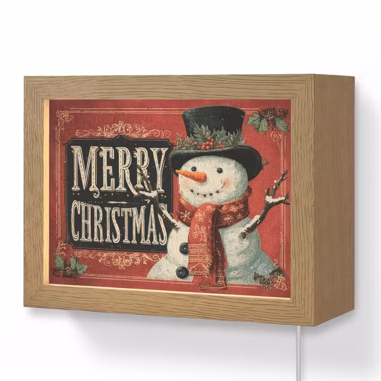 Lightbox - Wandlamp - Klassiek - Kerstgroet - Sneeuwpop - Rood — 1