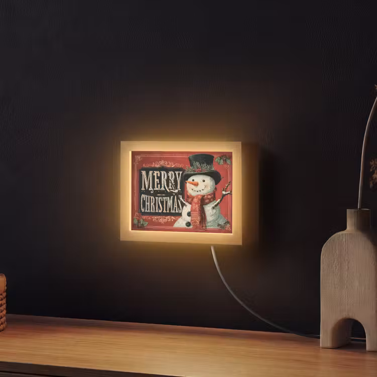 Lightbox - Wandlamp - Klassiek - Kerstgroet - Sneeuwpop - Rood — 2