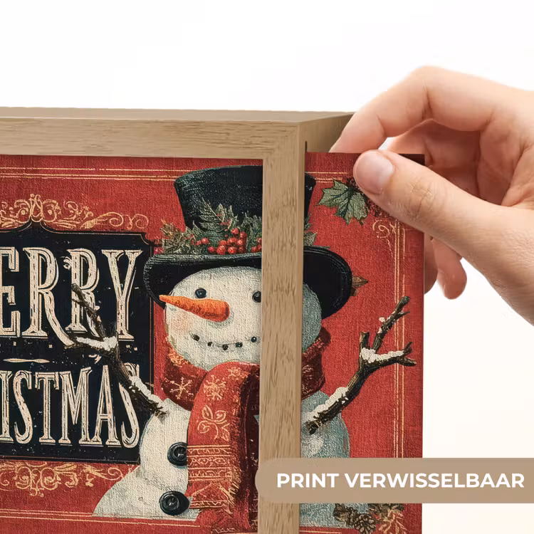 Lightbox - Wandlamp - Klassiek - Kerstgroet - Sneeuwpop - Rood — 6