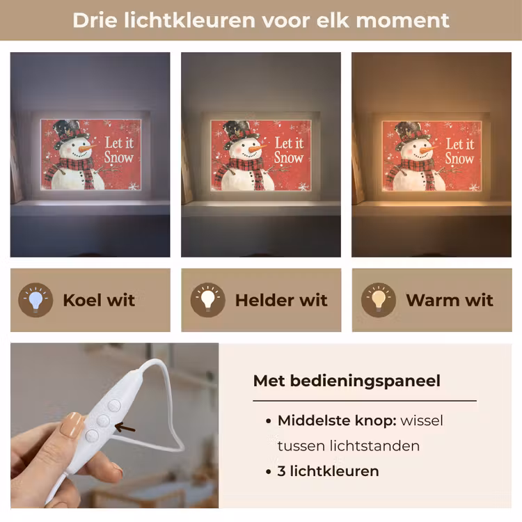 Lightbox - Wandlamp - Sneeuwpret - Winter - Sneeuwpop — 7