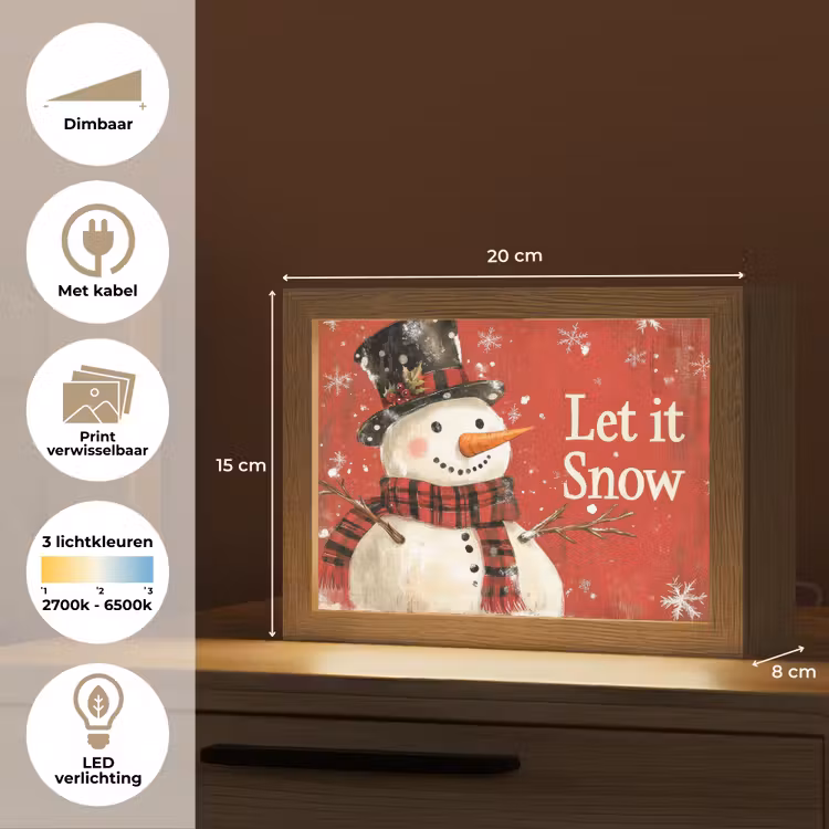 Lightbox - Wandlamp - Sneeuwpret - Winter - Sneeuwpop — 9
