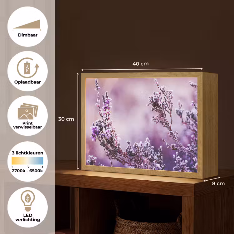 Lightbox - Wandlamp - Lavendel - Winter - Bloemen - Paars — 10