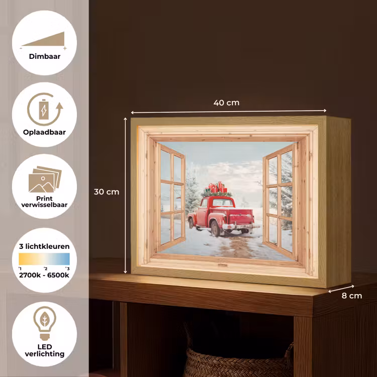 Lightbox - Wandlamp - Doorkijk - Auto - Kerst - Cadeaus - Winter - Landschap — 10