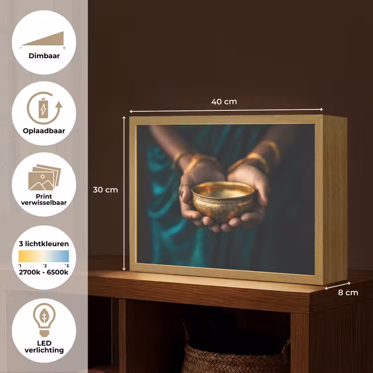 Lightbox - Wandlamp - Goud - Kom - Blauw — 10