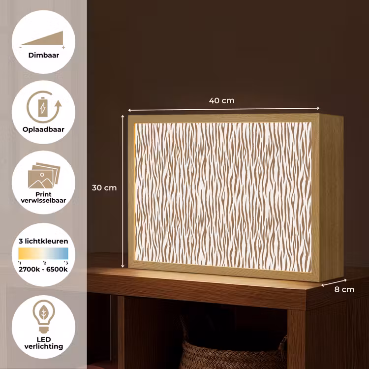 Lightbox - Wandlamp - Bruin - Patroon - Zebra — 10