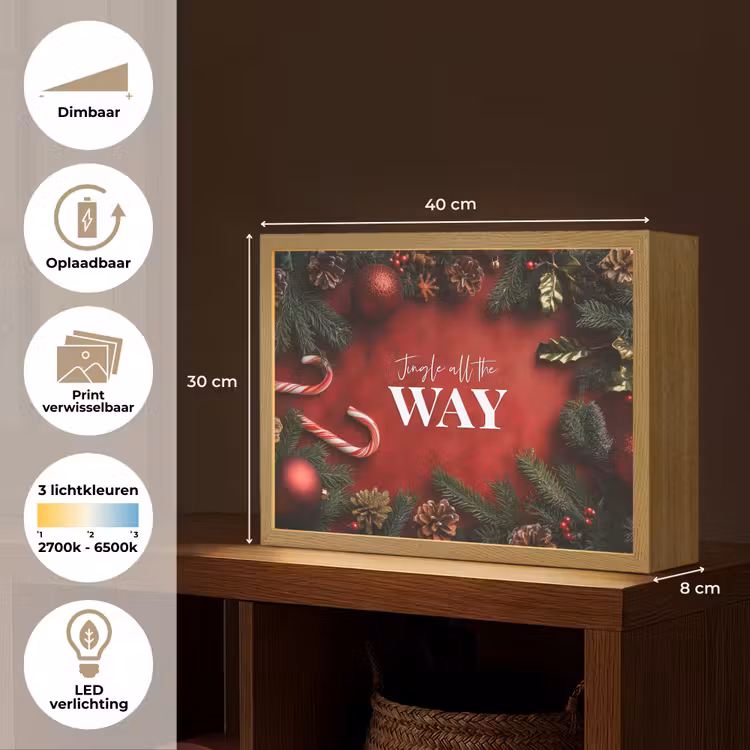 Lightbox - Wandlamp - Kerst - Quote - Rood - Kerstballen — 10