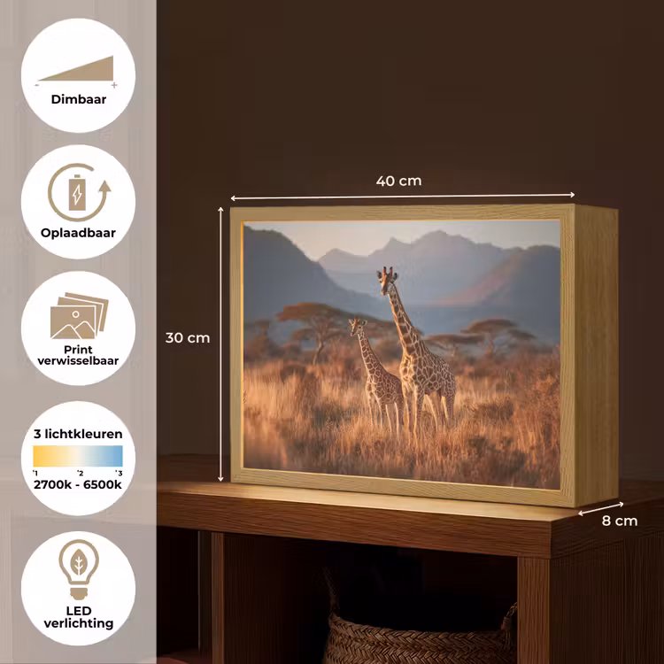 Lightbox - Wandlamp - Giraffen - Hoog gras - Acaciabomen — 10