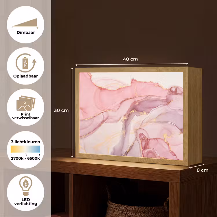 Lightbox - Wandlamp - Goud - Marmer - Roze — 10