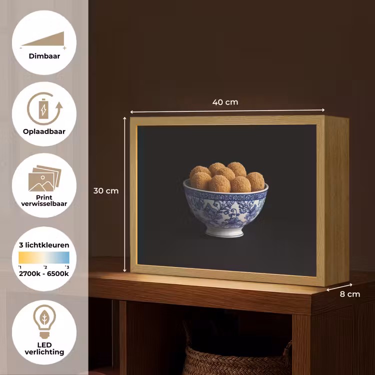 Lightbox - Wandlamp - Delfts blauw - Bitterballen - Holland - Schaal — 10