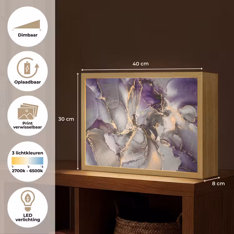 Lightbox - Wandlamp - Goud - Paars - Marmer — 10