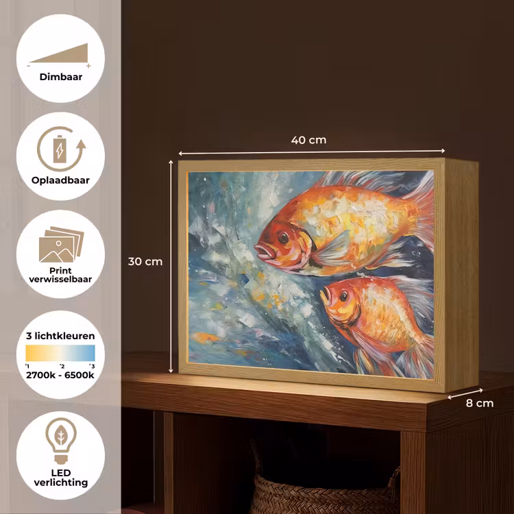 Lightbox - Wandlamp - Vissen - Water - Dieren - Kunst - Olieverf — 10