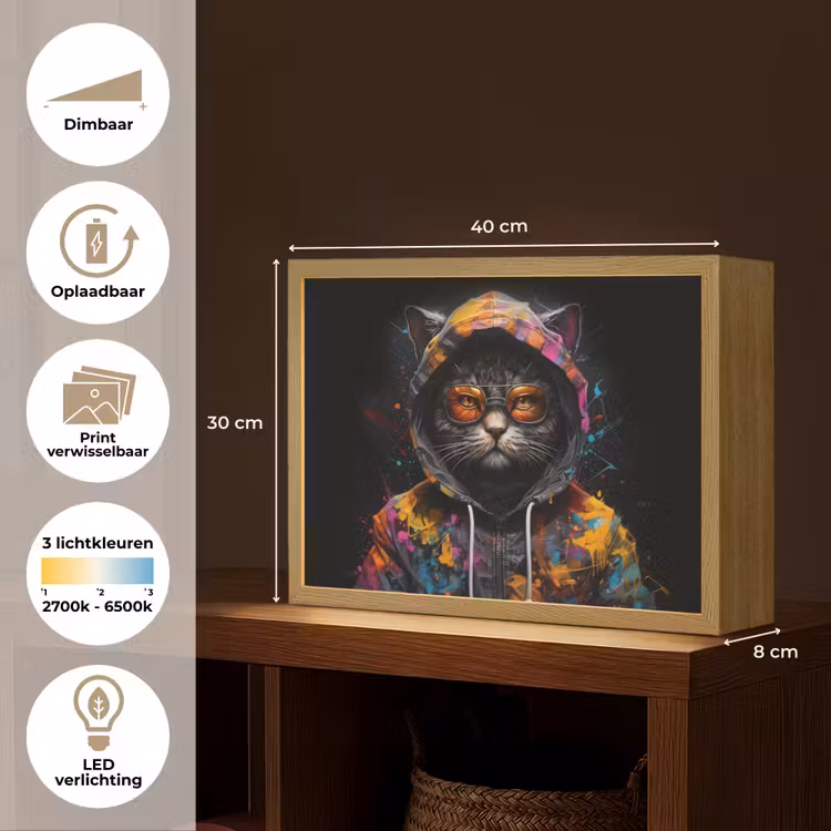 Lightbox - Wandlamp - Kat - Jas - Graffiti - Bril - Zwart — 10