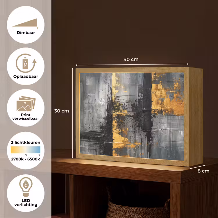 Lightbox - Wandlamp - Modern - Goud - Grijs - Patroon — 10