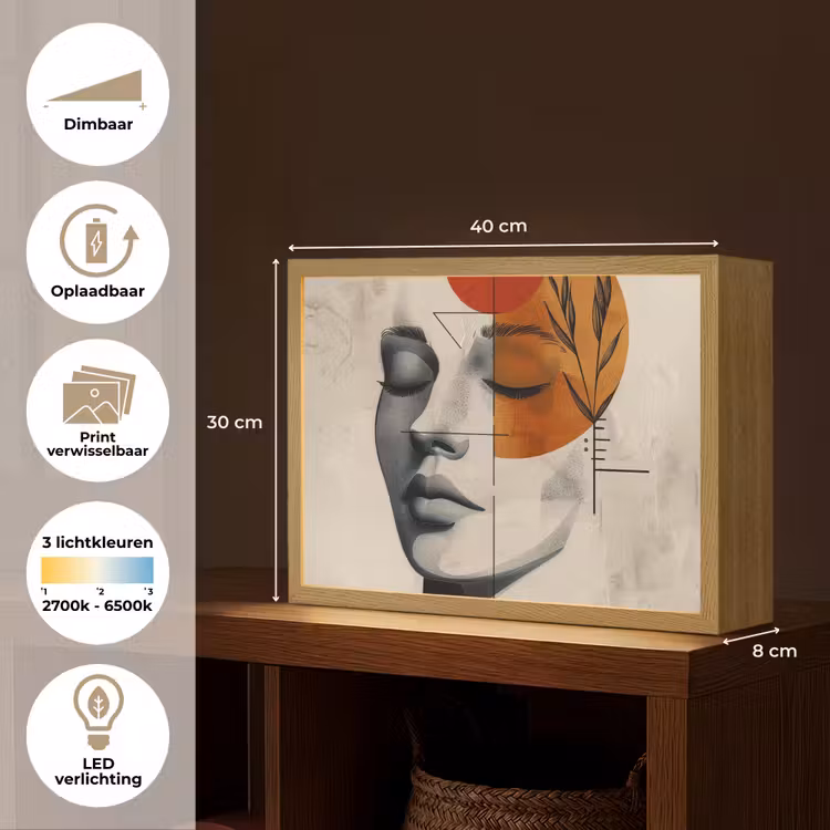 Lightbox - Wandlamp - Gezicht - Cirkels - Kunst - Modern — 10