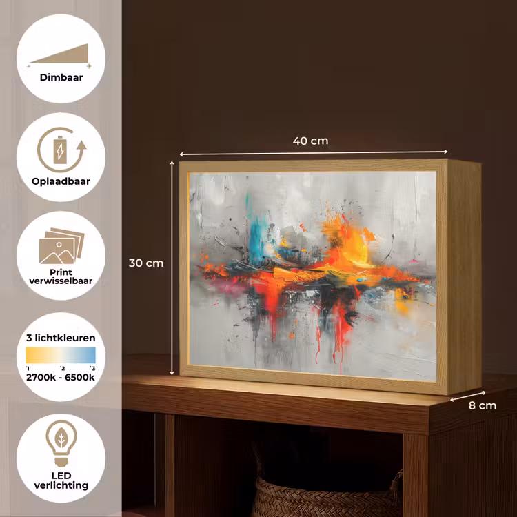 Lightbox - Wandlamp - Modern - Oranje - Grijs - Kunst — 10