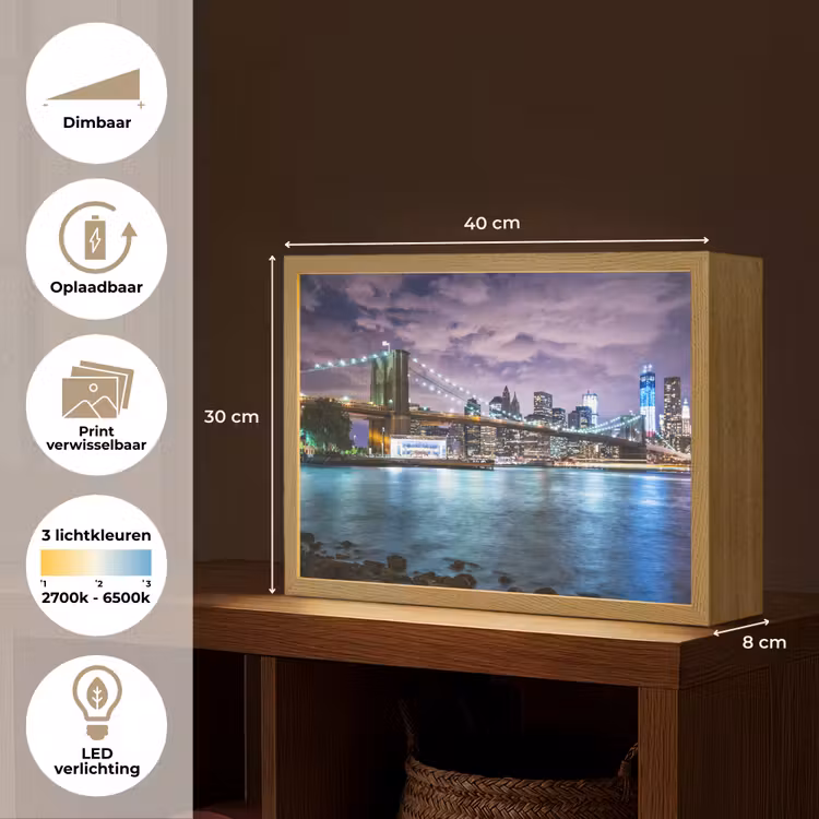 Lightbox - Wandlamp - New York - Skyline - Stad - Kleuren — 10