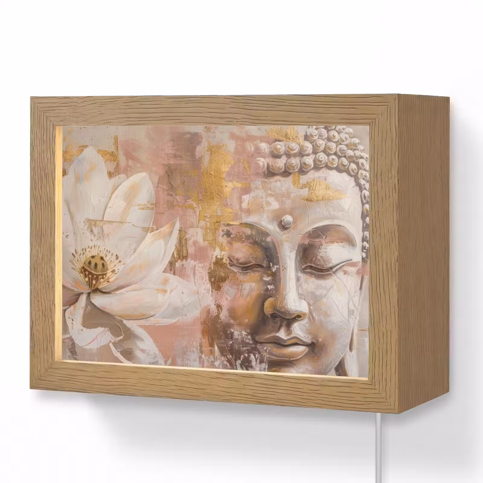 Lightbox - Wandlamp - Buddha - Bloem - Goud - Roze - Abstract — 1